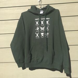 Gildan Dark Green Hoodie with White Pirate Graphic